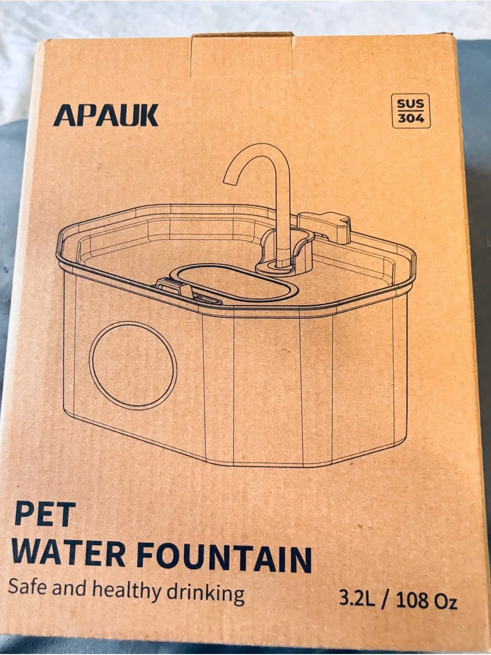 APAU K Brown Pet Water Fountain - Continuous Flow Cat Bowl